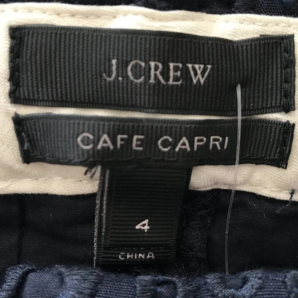 J.Crew | Navy Pinwheel Floral Eyelet Cafe Capri Pants 4